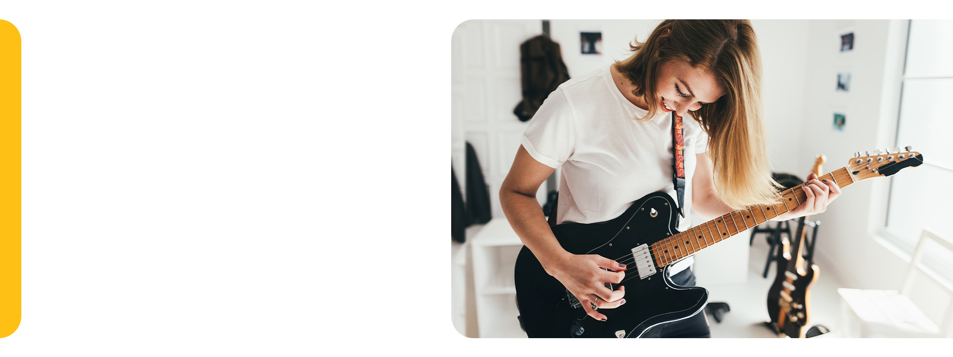 Person playing the guitar