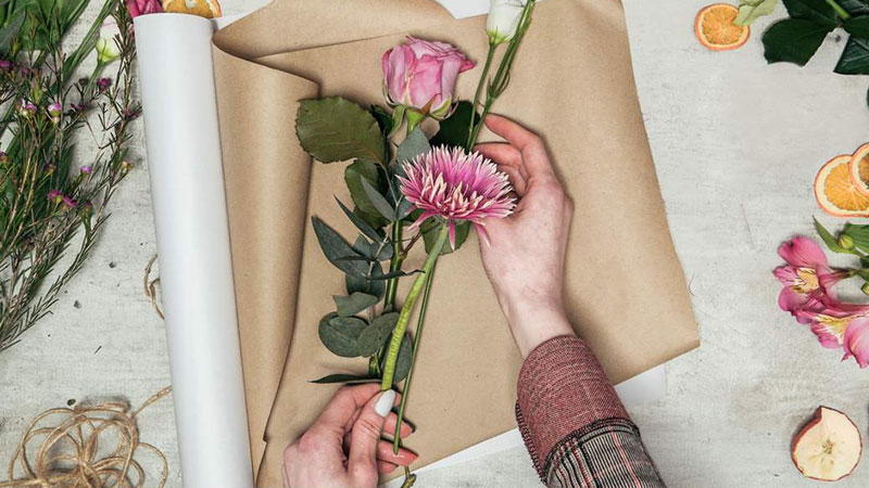 A bouquet of flowers is made