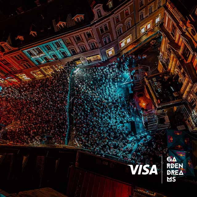 A lot of people on the street view from above